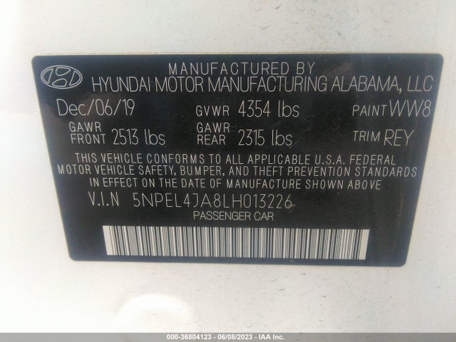 Hyundai SONATA SEL 2020 5NPEL4JA8LH013226 Image 10