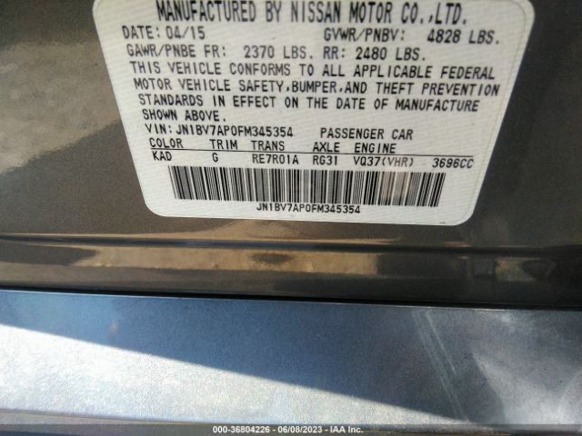 JN1BV7AP0FM345354 Infiniti Q50 Premium