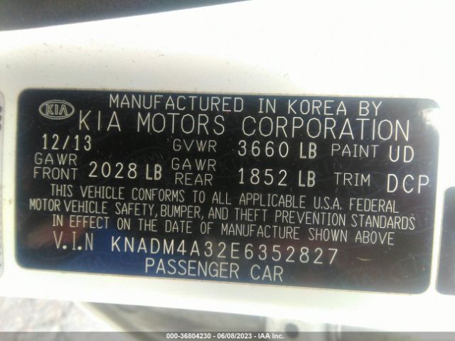 KNADM4A32E6352827 KIA RIO LX