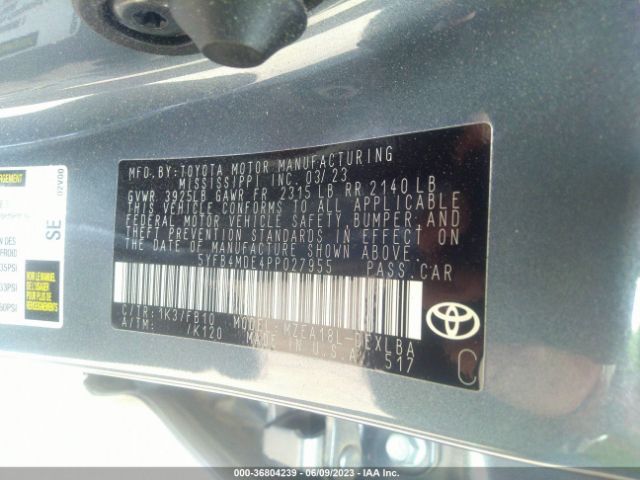 5YFB4MDE4PP027955 Toyota COROLLA LE