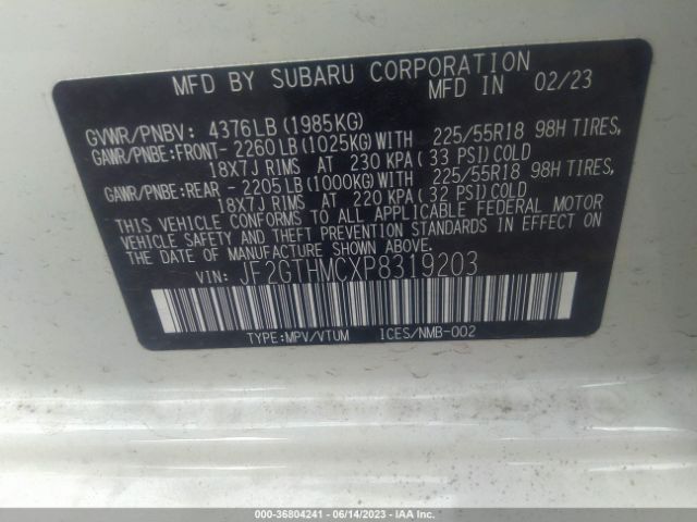 JF2GTHMCXP8319203 Subaru Crosstrek Limited