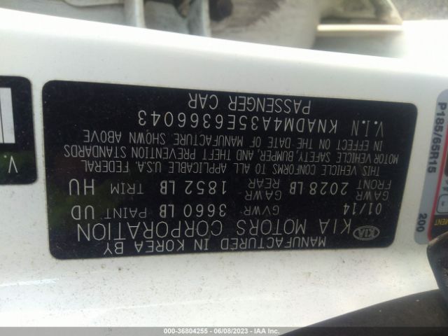 KNADM4A35E6366043 KIA RIO LX