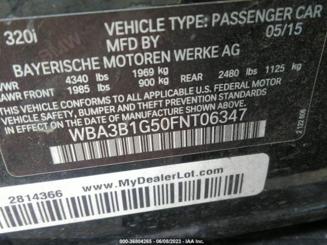 WBA3B1G50FNT06347 BMW 3 Series 320i