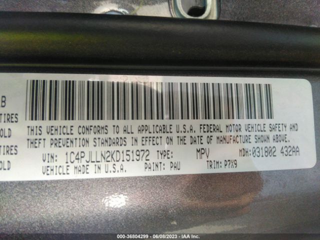 1C4PJLLN2KD151972 Jeep Cherokee Latitude Plus