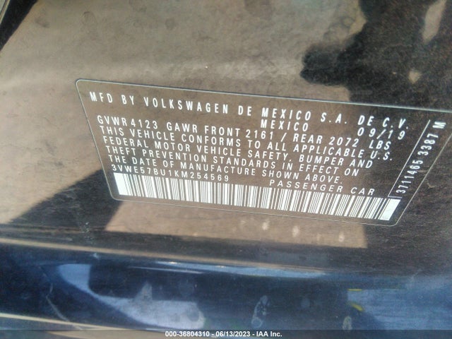 3VWE57BU1KM254569 Volkswagen JETTA SEL