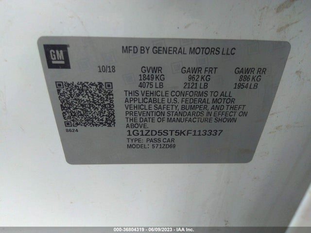 Chevrolet MALIBU LT 2019 1G1ZD5ST5KF113337 Image 9