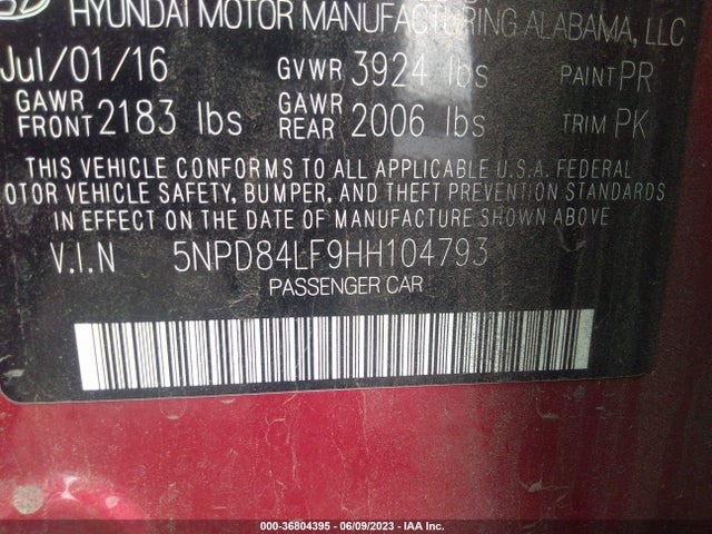Hyundai ELANTRA SE 2017 5NPD84LF9HH104793 Image 16