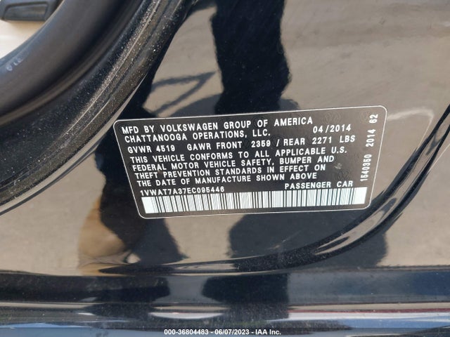 1VWAT7A37EC095446 Volkswagen Passat Wolfsburg Ed