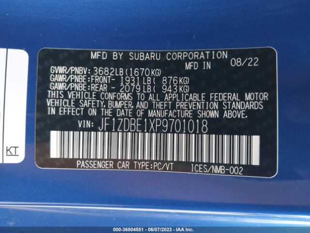 JF1ZDBE1XP9701018 Subaru Brz Limited