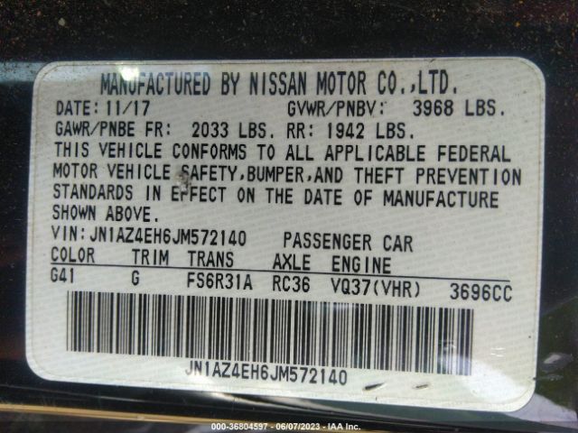 JN1AZ4EH6JM572140 Nissan 370Z COUPE