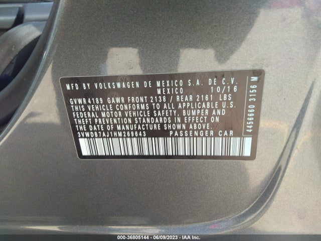 3VWDB7AJ1HM269643 Volkswagen Jetta 1.4t Se