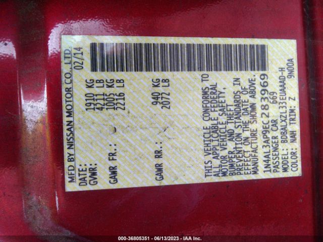 1N4AL3AP9EC283969 Nissan Altima 2.5 Sl