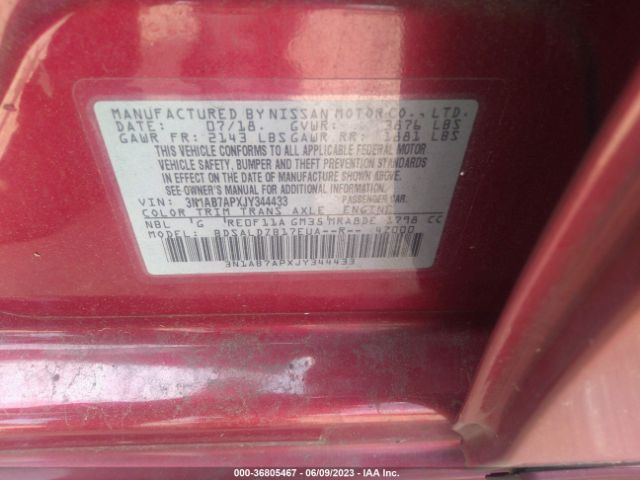 3N1AB7APXJY344433 Nissan SENTRA SV