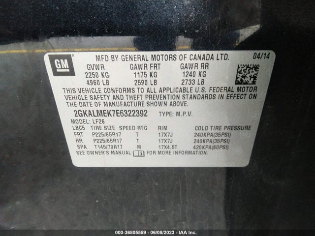 GMC Terrain Sle 2014 2GKALMEK7E6322392 Image 9