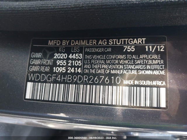 2013 MERCEDES-BENZ C-CLASS C250 VIN: WDDGF4HB9DR267610