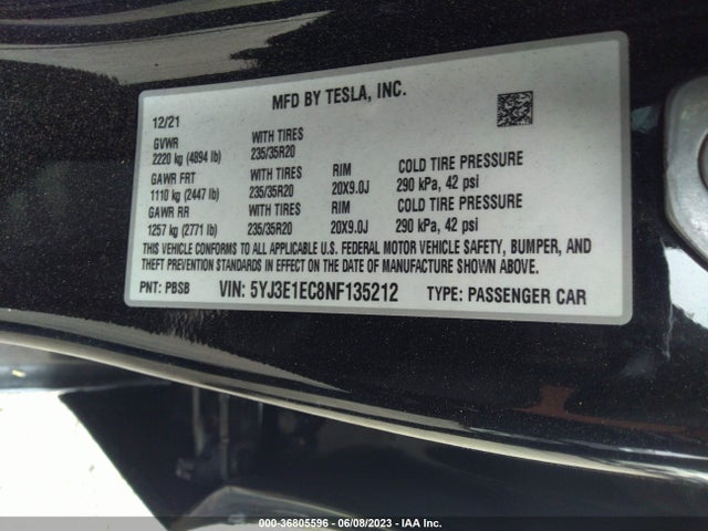 Tesla Model 3 Performance 2022 5YJ3E1EC8NF135212 Image 10
