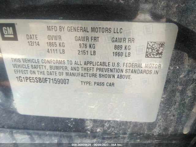Chevrolet CRUZE LT 2015 1G1PE5SB0F7159007 Image 11