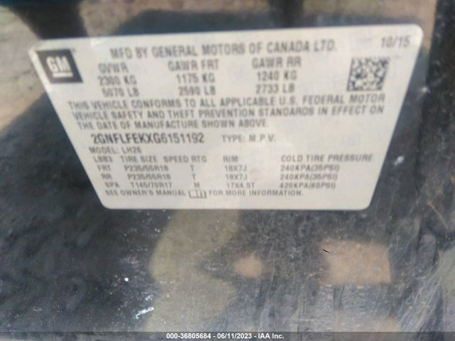 Chevrolet EQUINOX LT 2016 2GNFLFEKXG6151192 Image 9