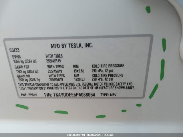 7SAYGDEE5PA088064 Tesla Model Y Long Range