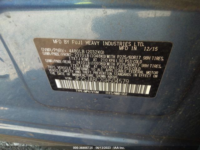 JF2SJABC2GH504579 Subaru Forester 2.5i