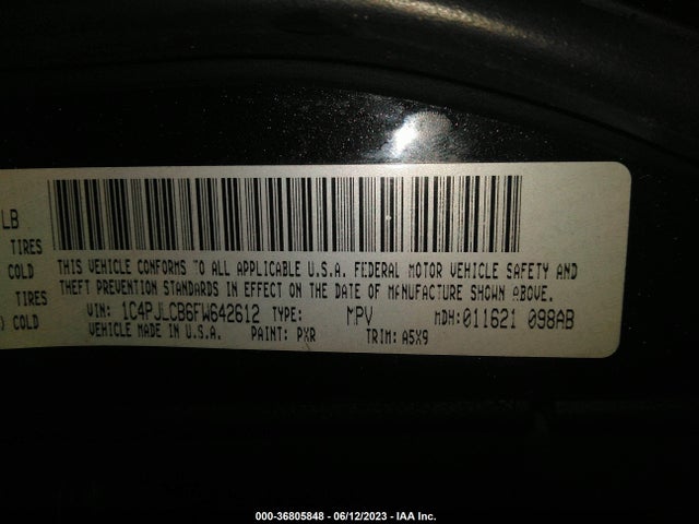 2015 JEEP CHEROKEE LATITUDE VIN: 1C4PJLCB6FW642612