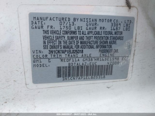 3N1CN7AP1EL825318 Nissan VERSA