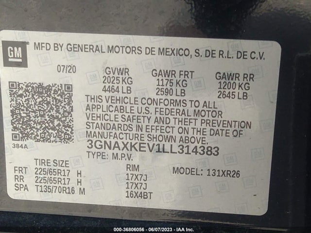 Chevrolet EQUINOX LT 2020 3GNAXKEV1LL314383 Image 9