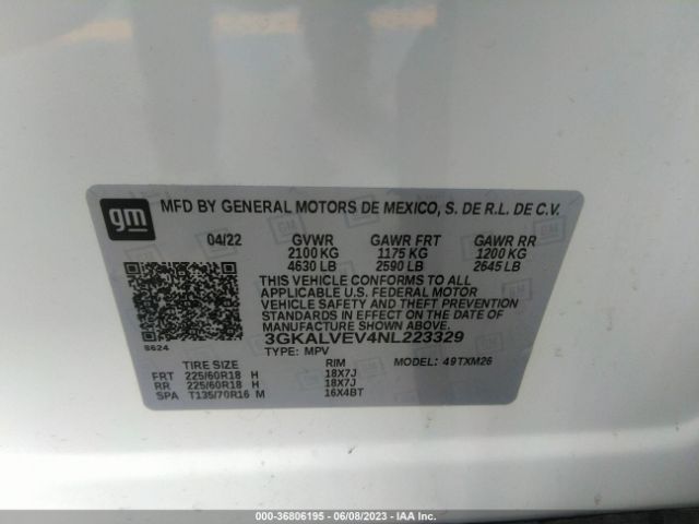 3GKALVEV4NL223329 GMC Terrain Slt