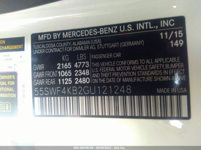55SWF4KB2GU121248 Mercedes-Benz C-class C 300