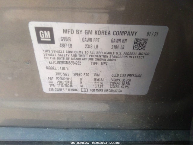 Chevrolet TRAX LS 2021 KL7CJNSBXMB354282 Image 9