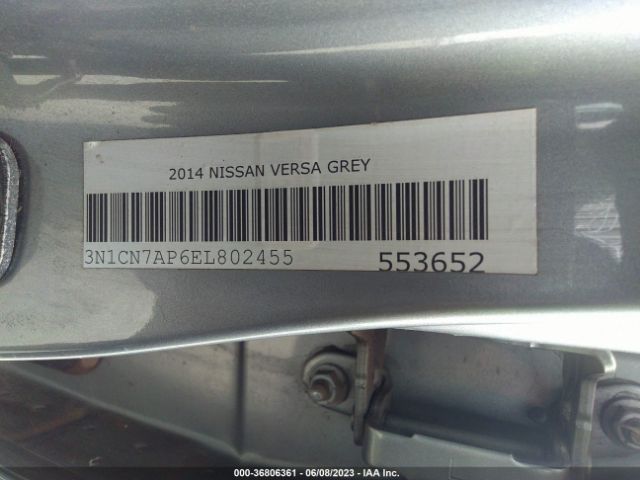 3N1CN7AP6EL802455 Nissan VERSA SV