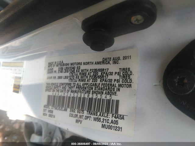 2011 MITSUBISHI ENDEAVOR LS VIN: 4A4JM2AS2BE035545