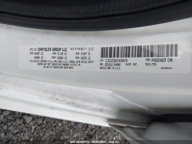 2012 DODGE AVENGER SXT VIN: 1C3CDZCB0CN230670