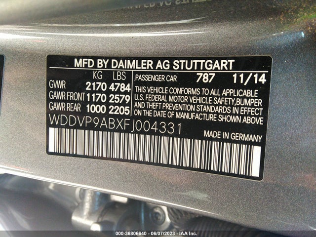 2015 Mercedes-Benz B-Class, VIN: WDDVP9ABXFJ004331
