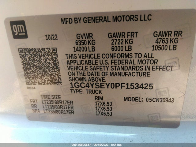 2023 Chevrolet Silverado 3500, VIN: 1GC4YSEY0PF153425