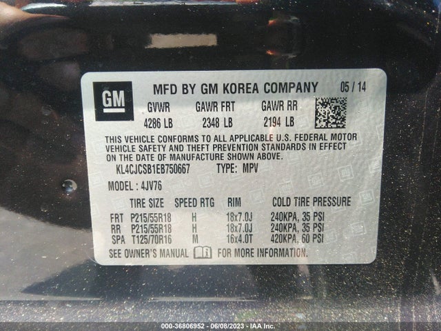 2014 BUICK ENCORE LEATHER VIN: KL4CJCSB1EB750667