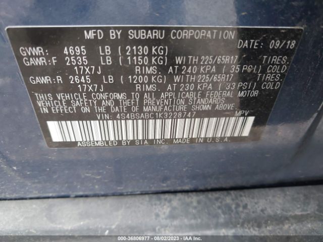 4S4BSABC1K3228747 Subaru Outback