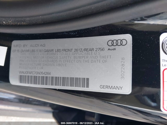 WAUGFAFC7GN054264 Audi A6 2.0t Premium Plus