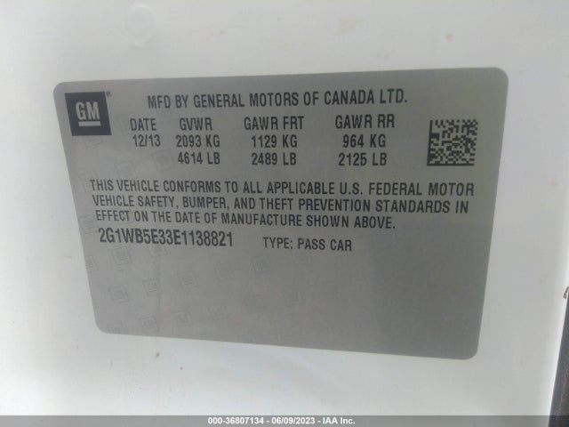 Chevrolet Impala Limited Lt 2014 2G1WB5E33E1138821 Image 9