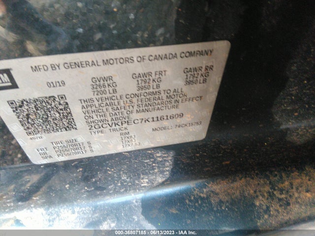 2019 CHEVROLET SILVERADO 1500 LD LT VIN: 2GCVKPEC7K1161609