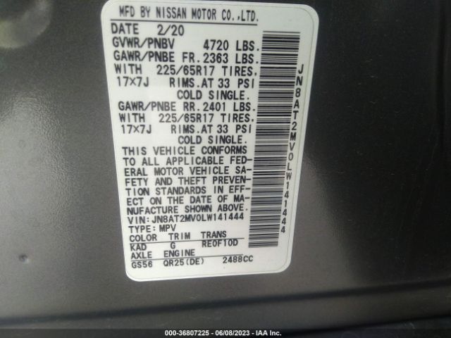 JN8AT2MV0LW141444 Nissan ROGUE SV