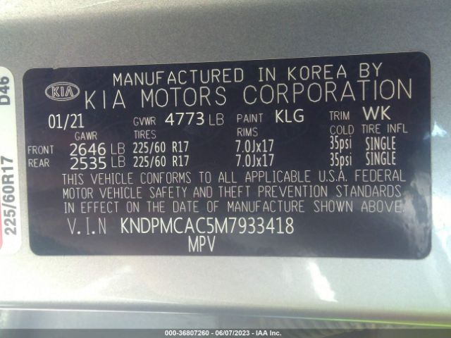 KNDPMCAC5M7933418 KIA Sportage Lx