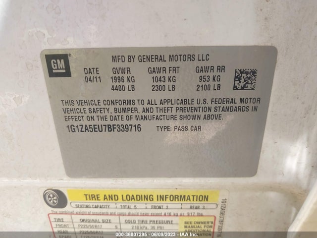 2011 CHEVROLET MALIBU LS W/1FL VIN: 1G1ZA5EU7BF339716