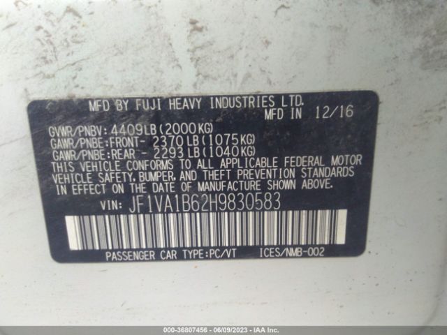 JF1VA1B62H9830583 Subaru WRX