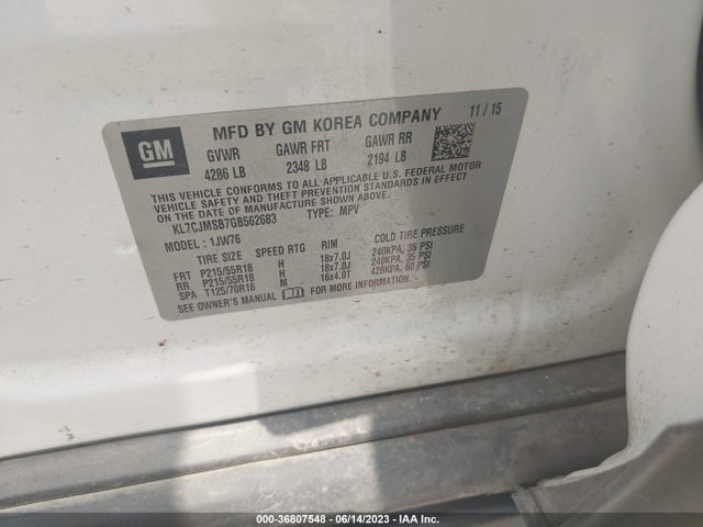 Chevrolet TRAX LTZ 2016 KL7CJMSB7GB562683 Image 9