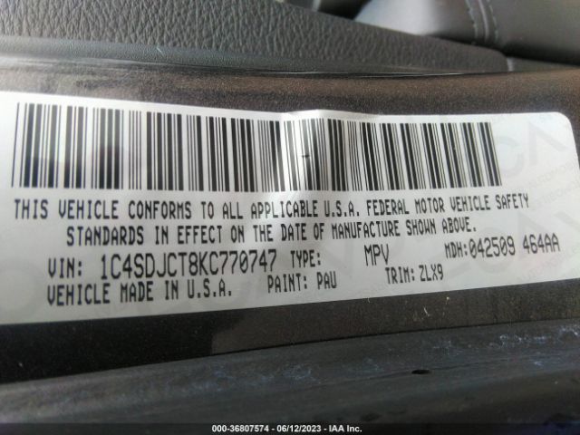 1C4SDJCT8KC770747 Dodge Durango R/t