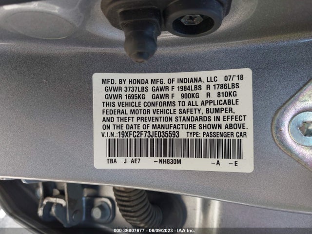 Honda Civic Sedan Ex 2018 19XFC2F73JE035593 Image 9