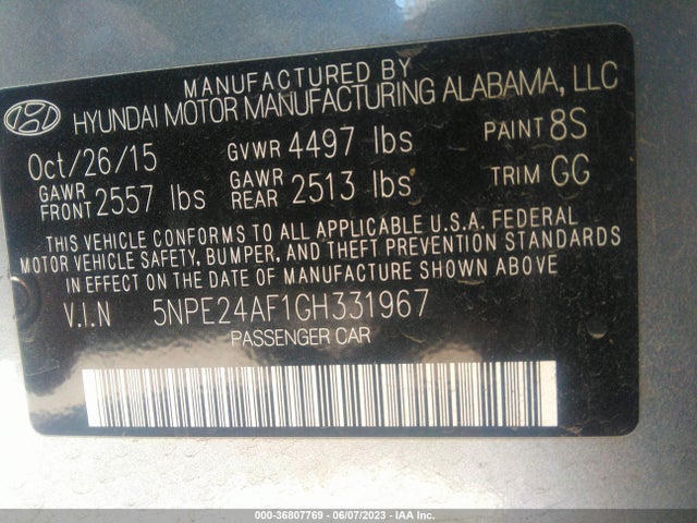 Hyundai Sonata 2.4l Se 2016 5NPE24AF1GH331967 Image 9