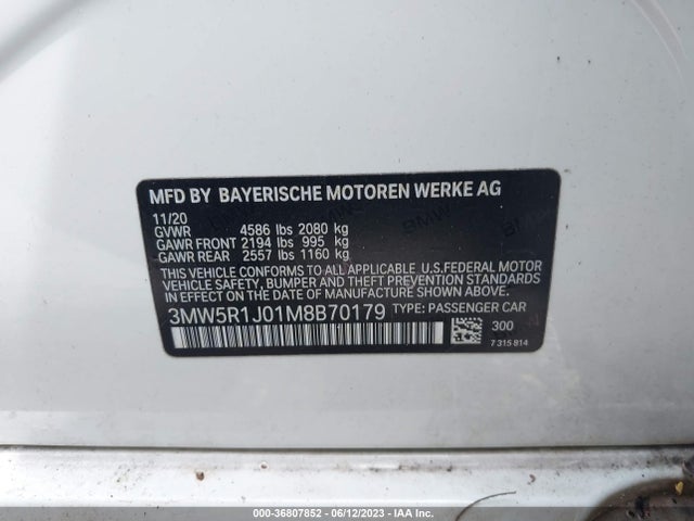 3MW5R1J01M8B70179 BMW 3 Series 330i