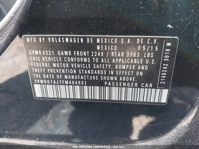 3VWD07AJ7FM404692 Volkswagen Jetta Sedan 1.8t Se W/connectivity